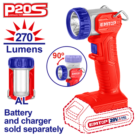 Lámpara de trabajo LED EMTOP ELWL2038 de 270 lúmenes