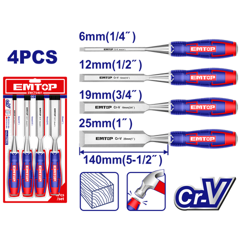 Set de 4 cinceles para madera