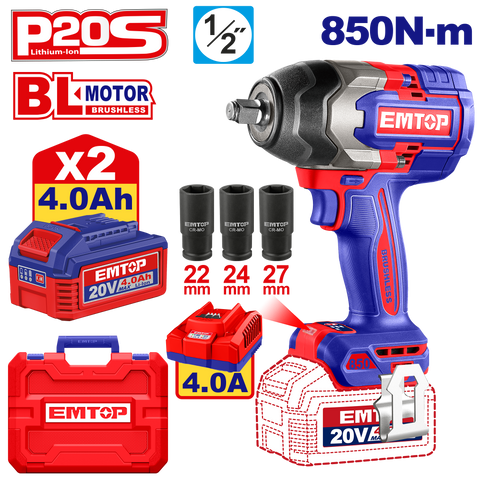 Kit profesional de llave de impacto inalámbrica ULCIWL2085 con 850Nm de torque