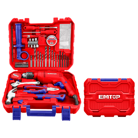 Kit taladro de impacto 1/2" 680W y herramientas (122 piezas)