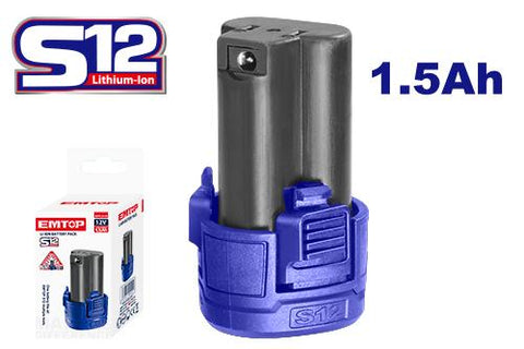 Batería de Litio S12, 12V 1.5Ah – EMTOP EBPK12150