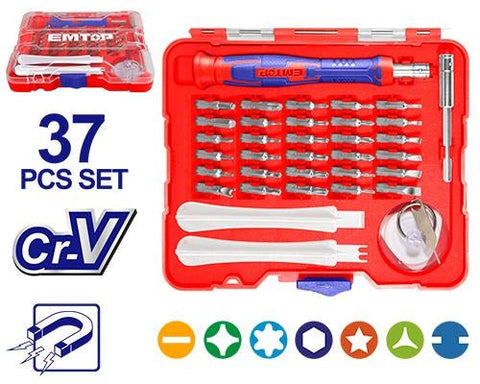Juego de destornilladores de precisión de 37 piezas – EMTOP EBST03702
