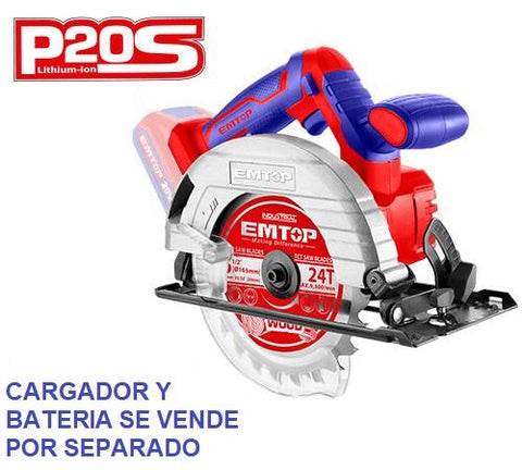 Sierra circular inalámbrica 20V, 4600rpm, 165mm – EMTOP ELCS201650