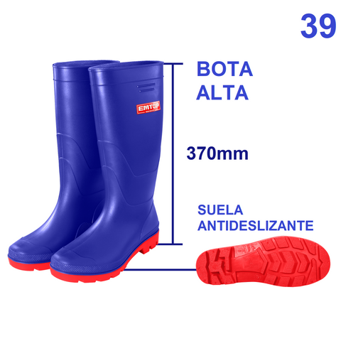 Botas de lluvia azul con suela antideslizante