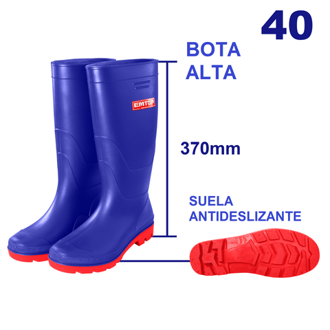 Botas de lluvia azul con suela antideslizante