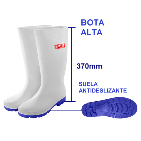 Bota de lluvia en color blanco con suela antideslizante  - EMTOP ERBTW039
